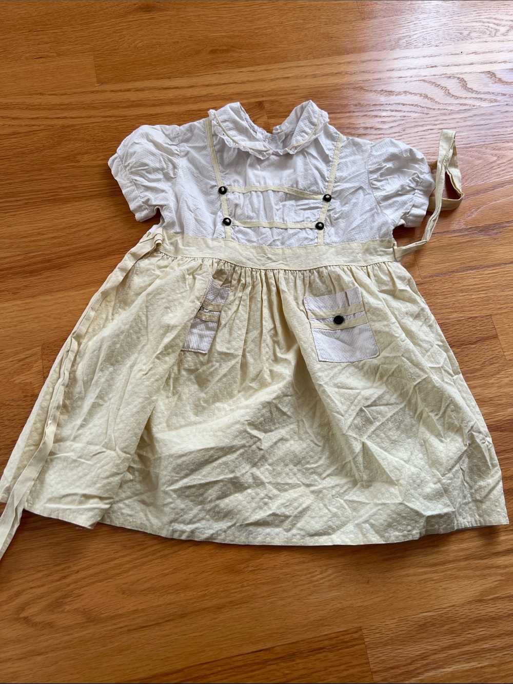 Vintage White and Cream Pinafore Dress 2T